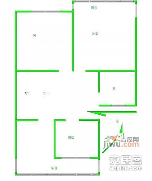 山水人家2室2厅1卫103㎡户型图