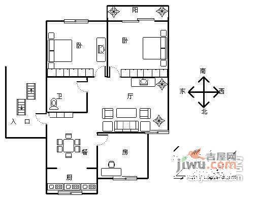 西荡苑3室2厅1卫136㎡户型图