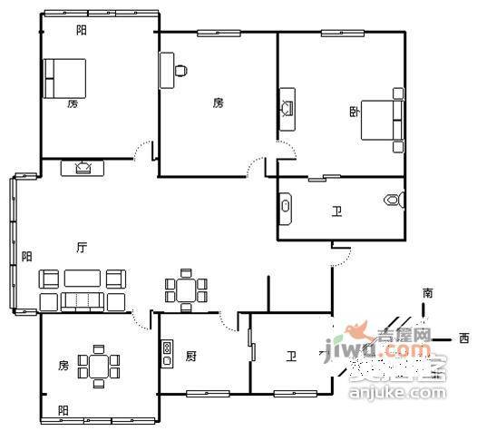 湖畔花园4室2厅2卫201㎡户型图