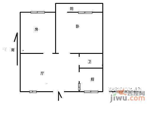 流水西苑住宅小区2室1厅1卫112㎡户型图