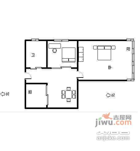 流水西苑住宅小区2室1厅1卫112㎡户型图