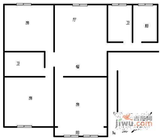 小河佳苑3室2厅2卫130㎡户型图