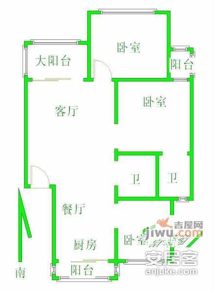 桂花城3室2厅2卫170㎡户型图