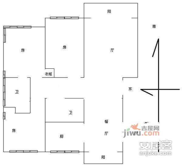 桂花城3室2厅2卫170㎡户型图