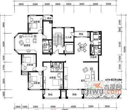 桂花城4室3厅3卫253㎡户型图