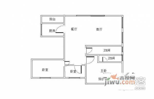 江南豪园3室2厅2卫155㎡户型图