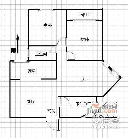 江南豪园2室2厅2卫125㎡户型图