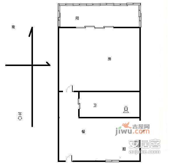 星洲花园1室1厅1卫60㎡户型图