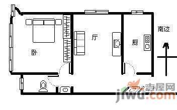 和平小区1室1厅1卫47㎡户型图