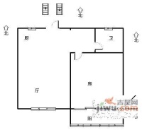 朝晖五小区1室1厅1卫45㎡户型图