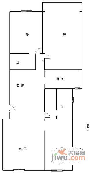 昆仑红苹果3室2厅2卫户型图