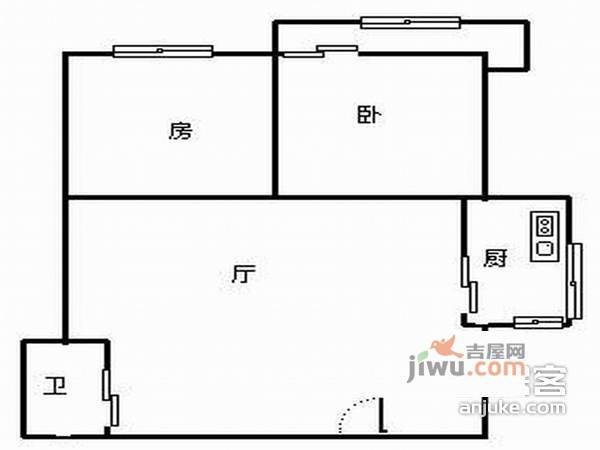 三里家园2室1厅1卫104㎡户型图