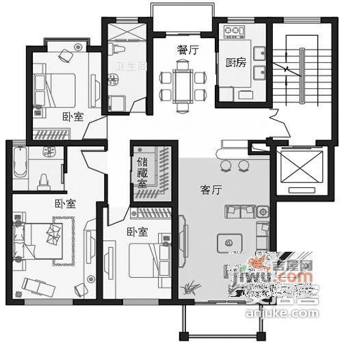 中粮湘湖人家4室2厅2卫220㎡户型图