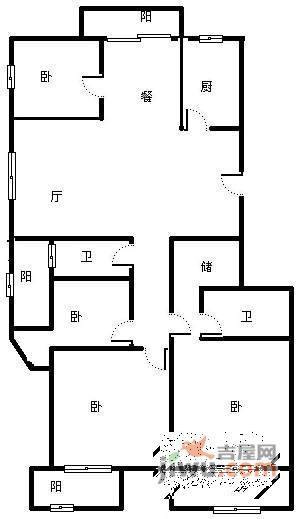 滨江倾城之恋4室2厅2卫180㎡户型图