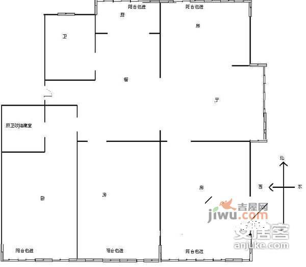 康乐新村4室2厅2卫148㎡户型图