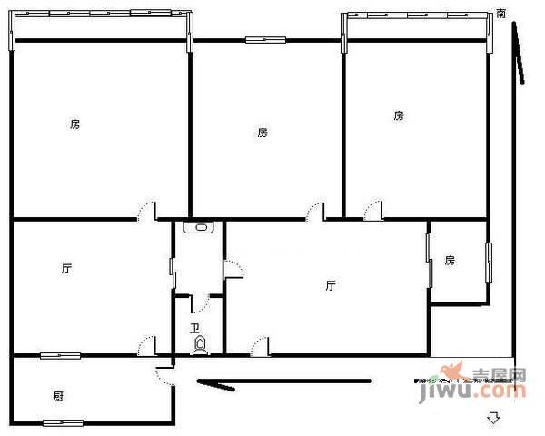 德胜新村3室2厅1卫79㎡户型图