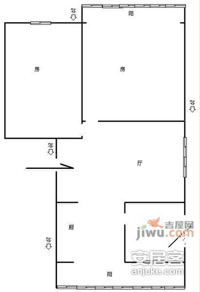 德胜新村2室2厅1卫87㎡户型图