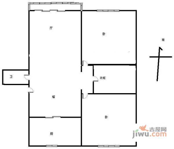 康乐新村2室2厅1卫108㎡户型图