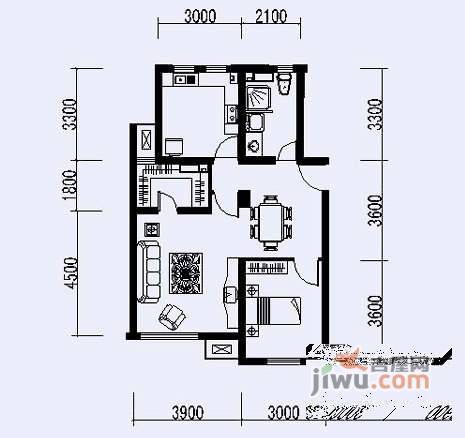 白金海岸花园2室2厅1卫94㎡户型图