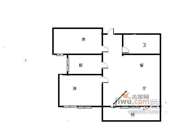 白金海岸花园2室1厅1卫户型图