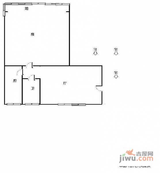 三里亭苑一区1室1厅1卫54㎡户型图