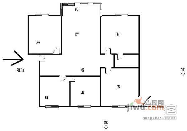 金田花园3室2厅2卫144㎡户型图