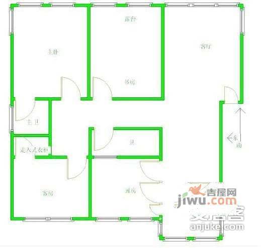 金田花园3室2厅1卫120㎡户型图