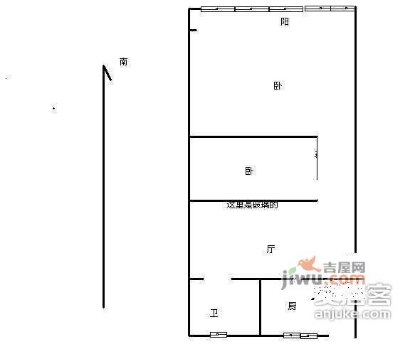 朝晖六小区1室1厅1卫57㎡户型图