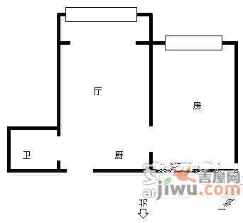 朝晖六小区1室1厅1卫57㎡户型图