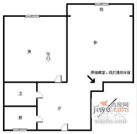 朝晖六小区2室1厅1卫76㎡户型图