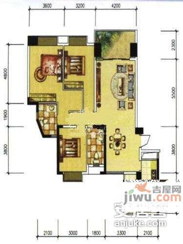 昆仑水印城3室2厅2卫150㎡户型图