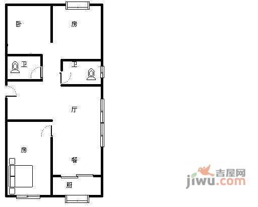 昆仑水印城3室2厅2卫150㎡户型图