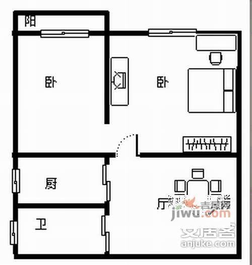 翠苑五区2室2厅1卫89㎡户型图