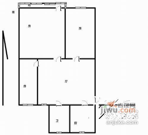 翠苑四区3室1厅1卫97㎡户型图