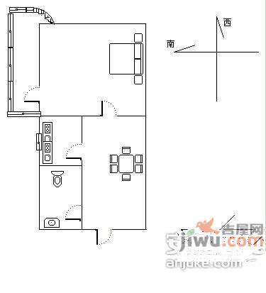 翠苑四区1室1厅1卫43㎡户型图