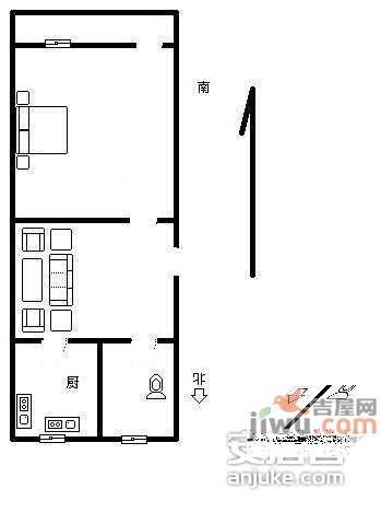 古东社区1室1厅1卫40㎡户型图