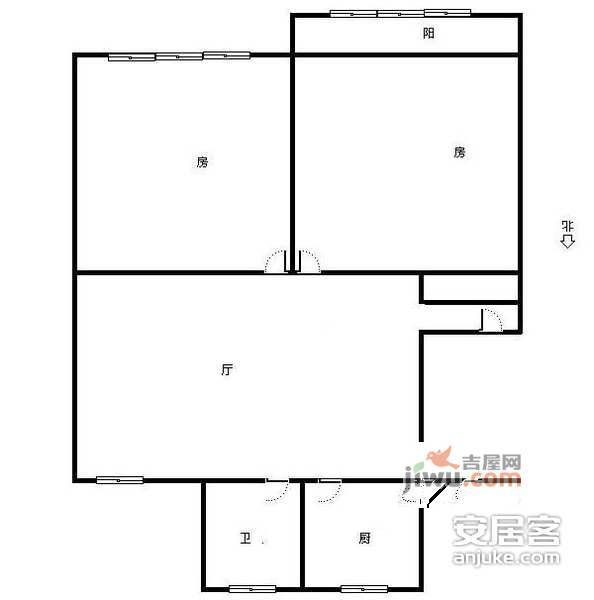 翠苑四区2室2厅1卫82㎡户型图