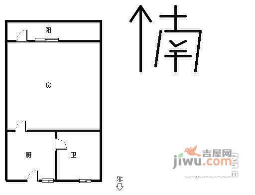 古东社区1室1厅1卫40㎡户型图