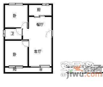 钱江彩虹城2室2厅1卫101㎡户型图