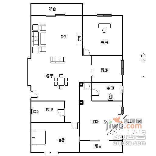 风雅钱塘3室2厅2卫233㎡户型图