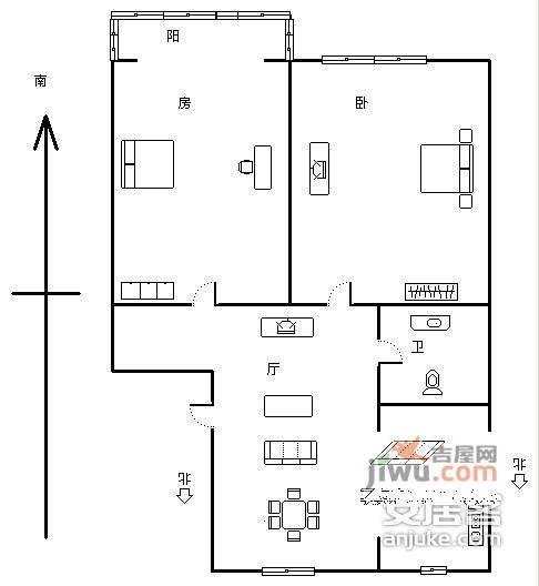 翠苑一区3室2厅1卫110㎡户型图