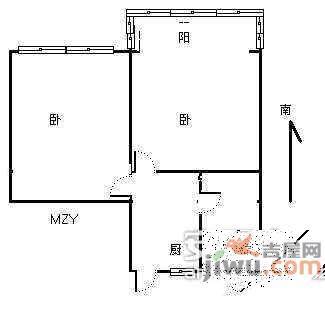 翠苑一区2室0厅1卫50㎡户型图