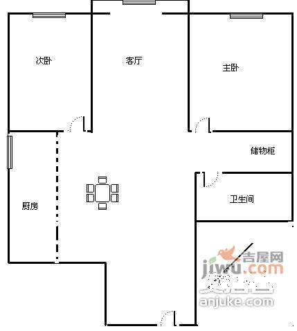 亲亲家园一期2室2厅1卫102㎡户型图