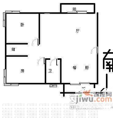 亲亲家园一期2室2厅1卫102㎡户型图