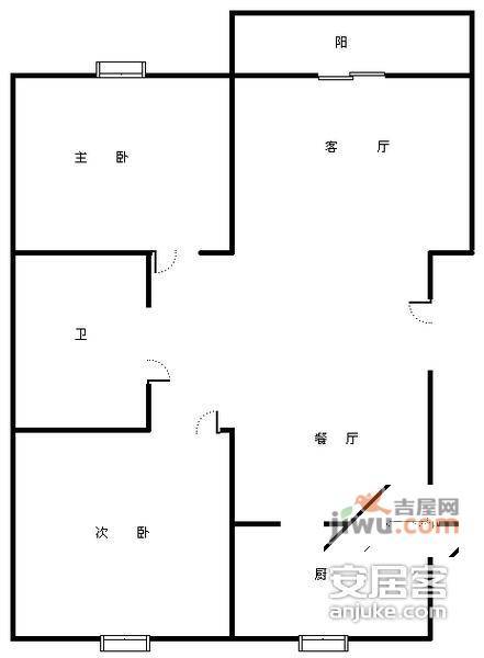 亲亲家园一期2室2厅1卫102㎡户型图