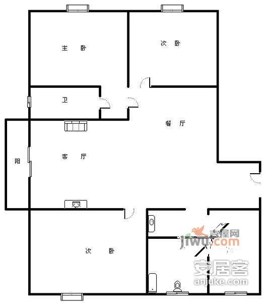 亲亲家园一期3室2厅2卫153㎡户型图