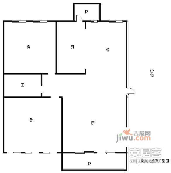 爵士风情雅兰苑2室2厅1卫95㎡户型图