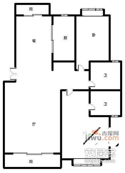 爵士风情雅兰苑2室2厅2卫125㎡户型图