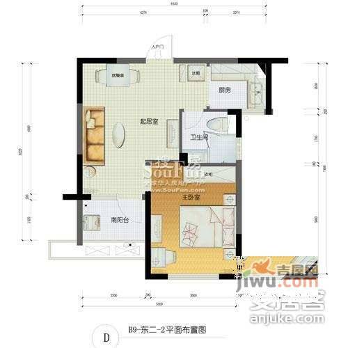 闲林山水丹枫苑1室1厅1卫68㎡户型图