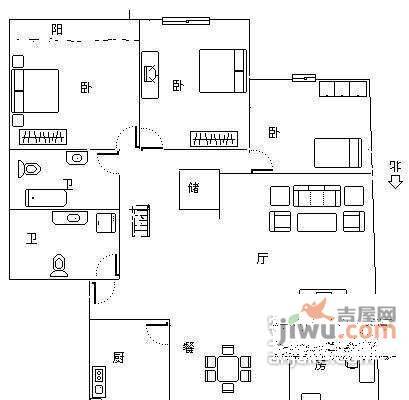 山水人家诗家谷4室2厅2卫167㎡户型图